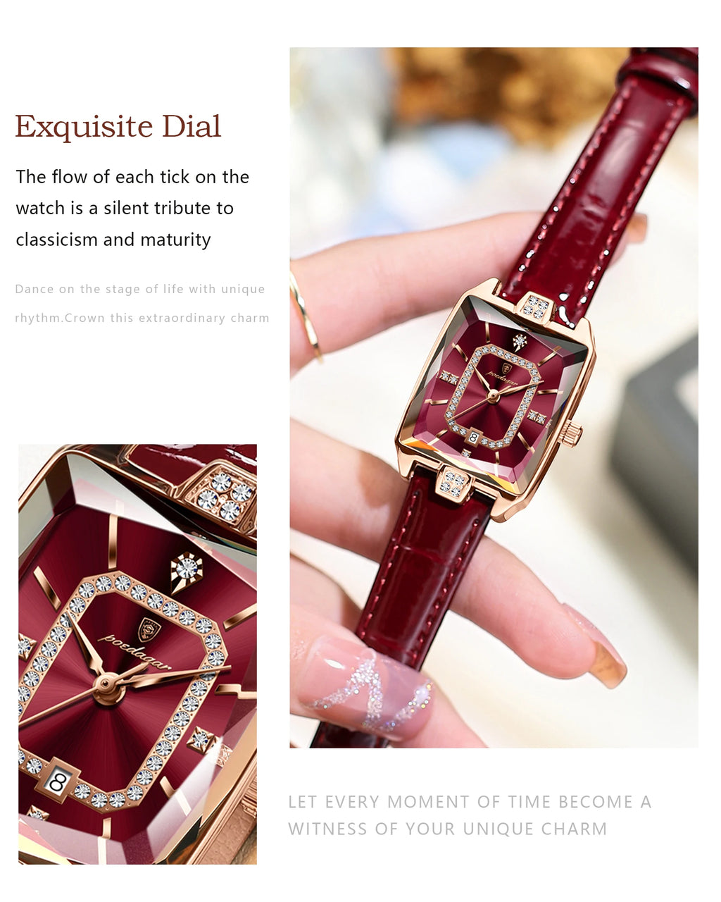 POEDAGAR Luxury High Quality Women Wristwatch Waterproof Date Rectangle Watch For Woman Leather Quartz Women's Watches Reloj+Box