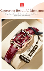 POEDAGAR Luxury High Quality Women Wristwatch Waterproof Date Rectangle Watch For Woman Leather Quartz Women's Watches Reloj+Box