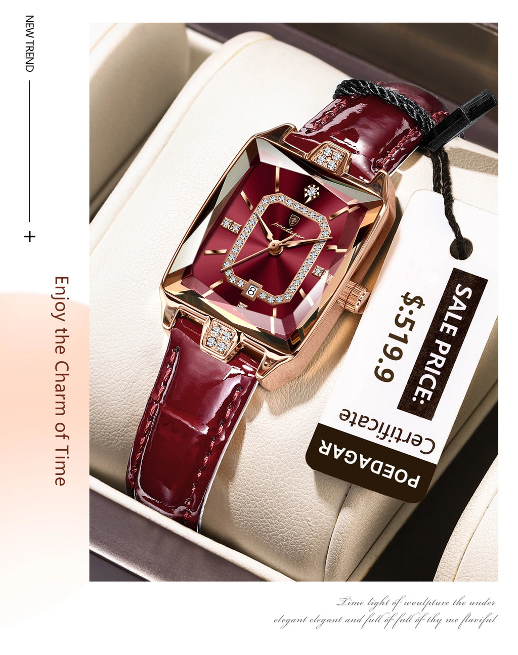 POEDAGAR Luxury High Quality Women Wristwatch Waterproof Date Rectangle Watch For Woman Leather Quartz Women's Watches Reloj+Box