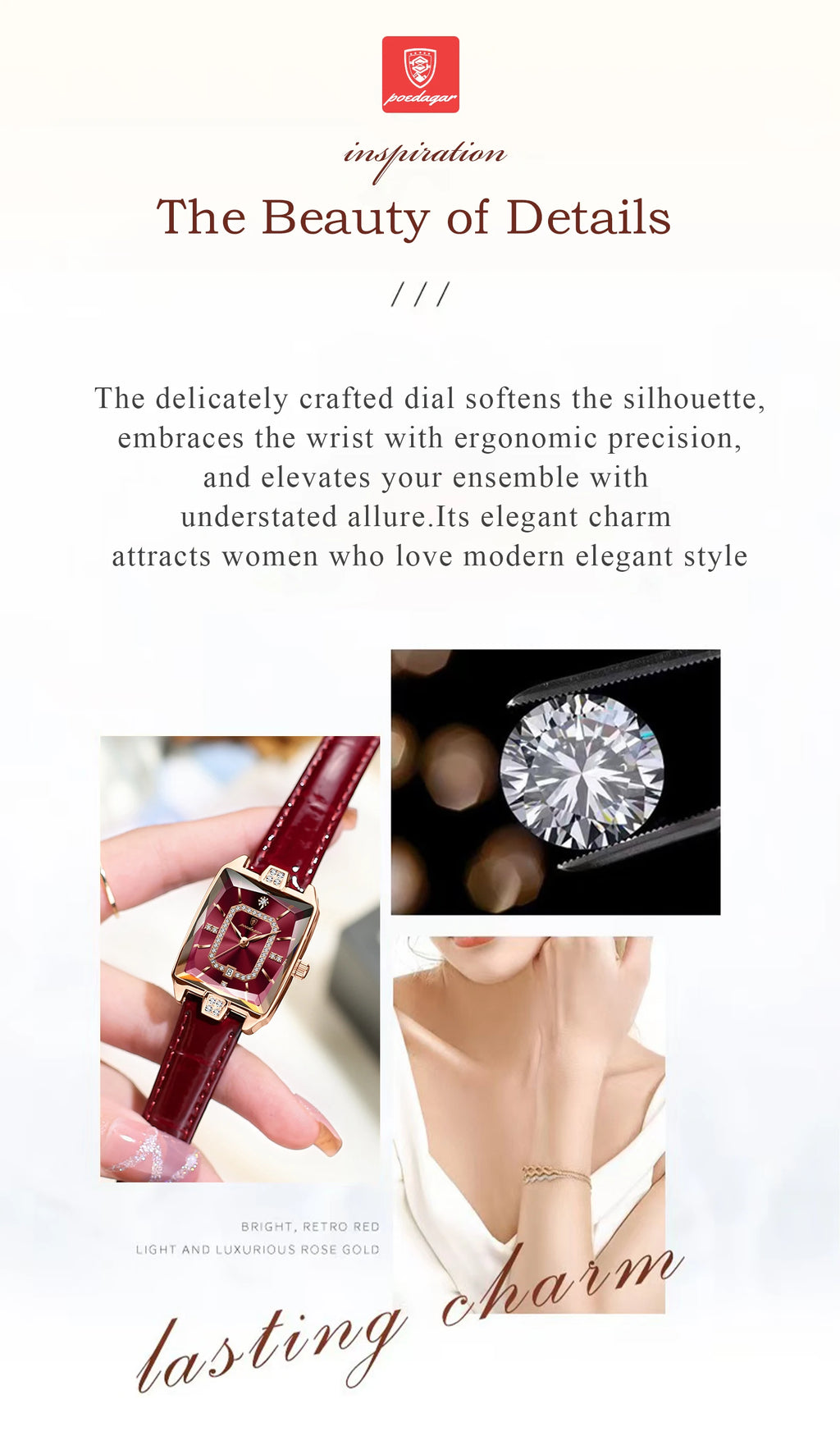 POEDAGAR Luxury High Quality Women Wristwatch Waterproof Date Rectangle Watch For Woman Leather Quartz Women's Watches Reloj+Box