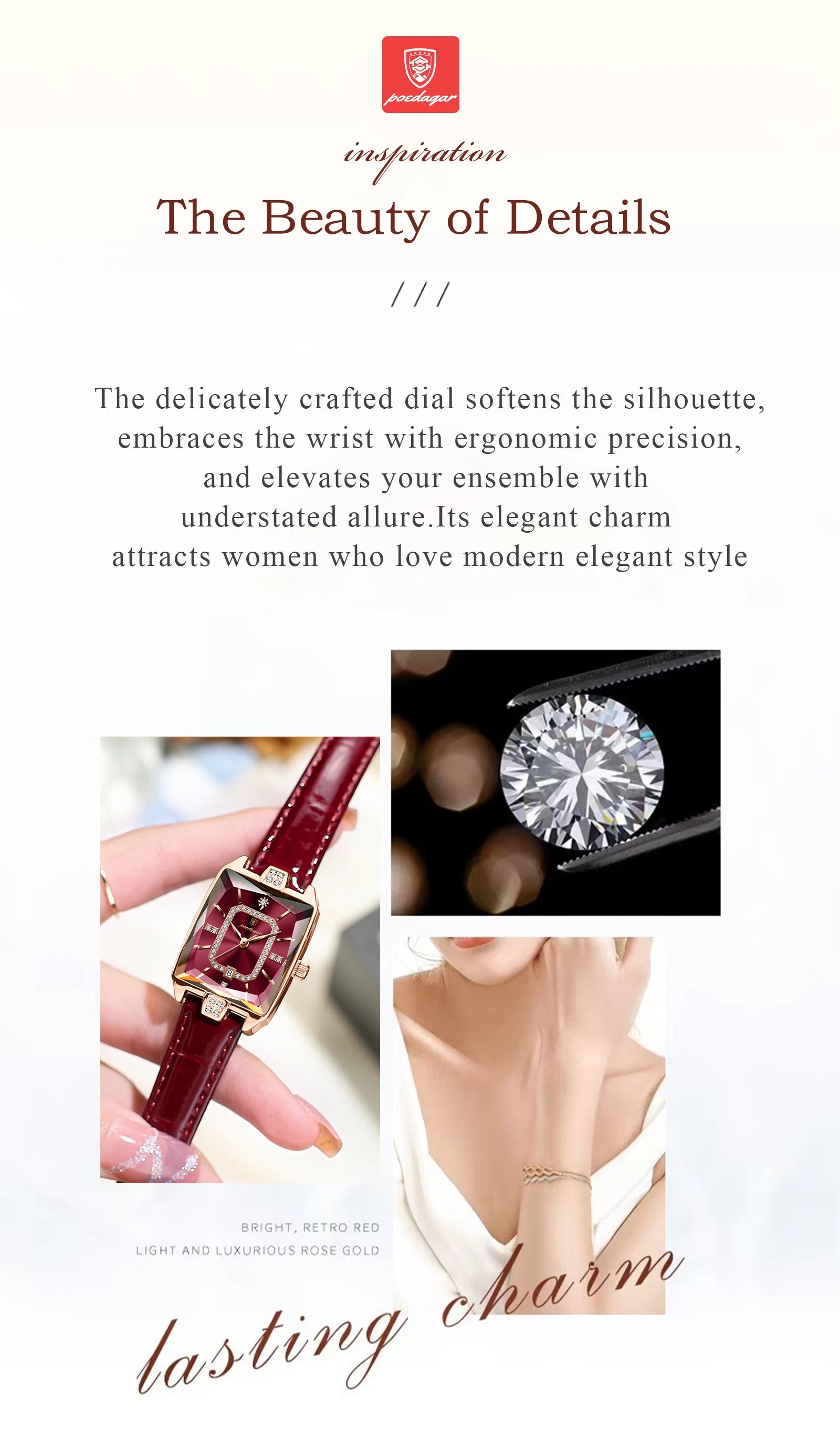 POEDAGAR Luxury High Quality Women Wristwatch Waterproof Date Rectangle Watch For Woman Leather Quartz Women's Watches Reloj+Box