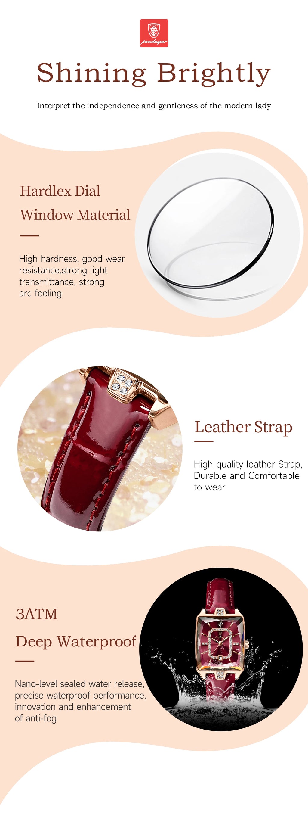 POEDAGAR Luxury High Quality Women Wristwatch Waterproof Date Rectangle Watch For Woman Leather Quartz Women's Watches Reloj+Box