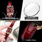 POEDAGAR Luxury High Quality Women Wristwatch Waterproof Date Rectangle Watch For Woman Leather Quartz Women's Watches Reloj+Box